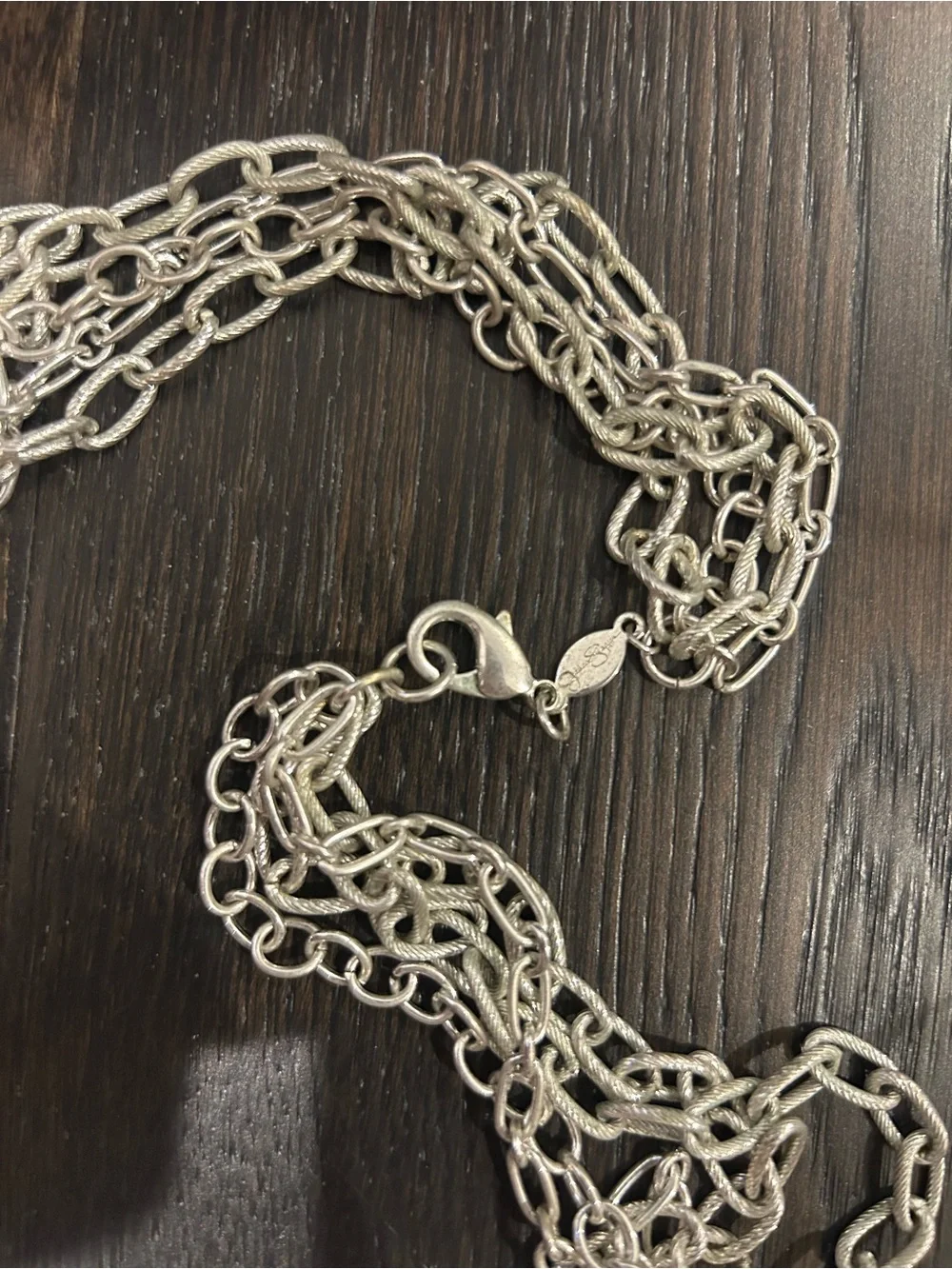 Jessica Simpson Urban Glam Silver Tone Tiered Multi Layer Chain Link Necklace